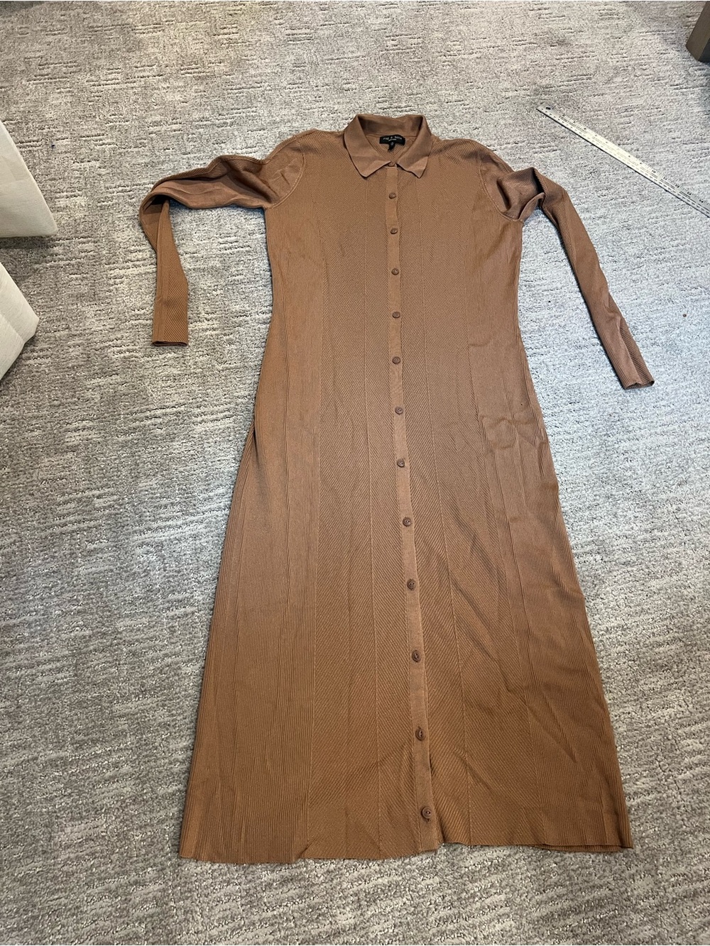 rag & bone Brown Button-Front Long Sleeve Polo Knit Dress
